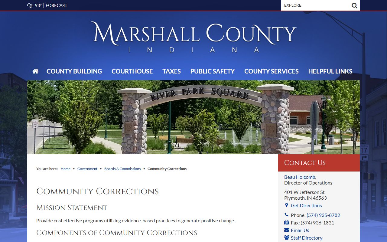 Marshall County arrest records community corrections charge source