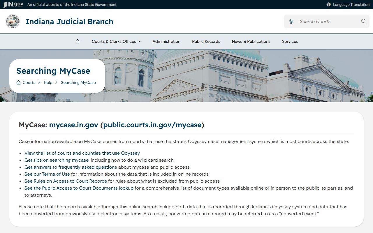 Marshall County court records MyCase help source