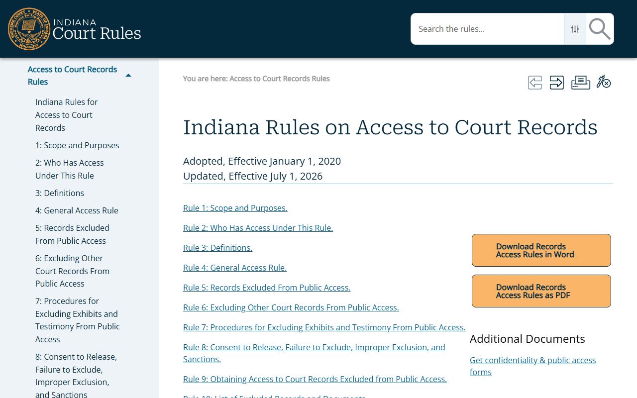 Marshall County court records Indiana access rules