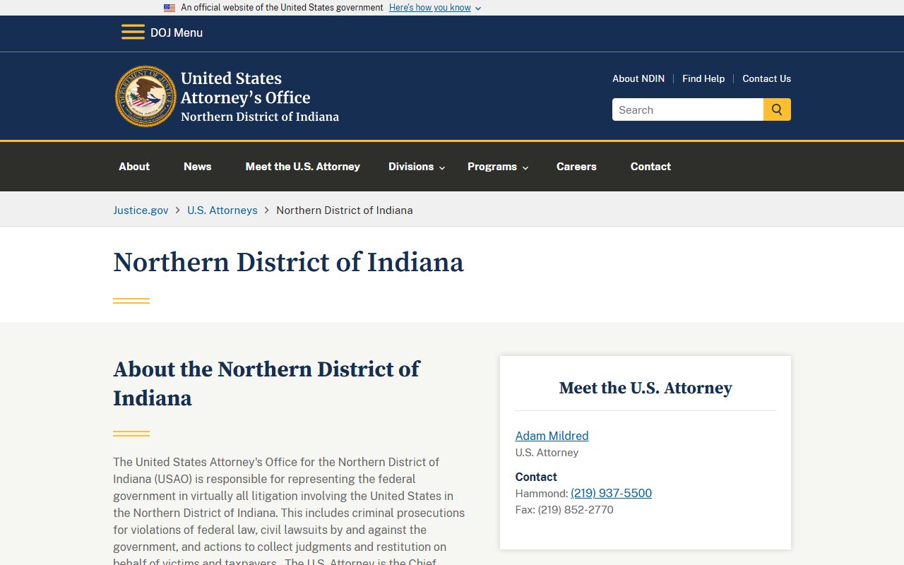 Marshall County criminal court records Northern District U.S. Attorney source