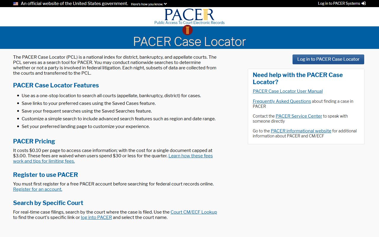 Marshall County court records and PACER Case Locator source