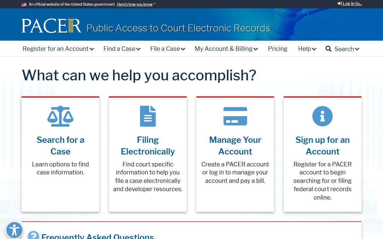 Marshall County court records and PACER registration source