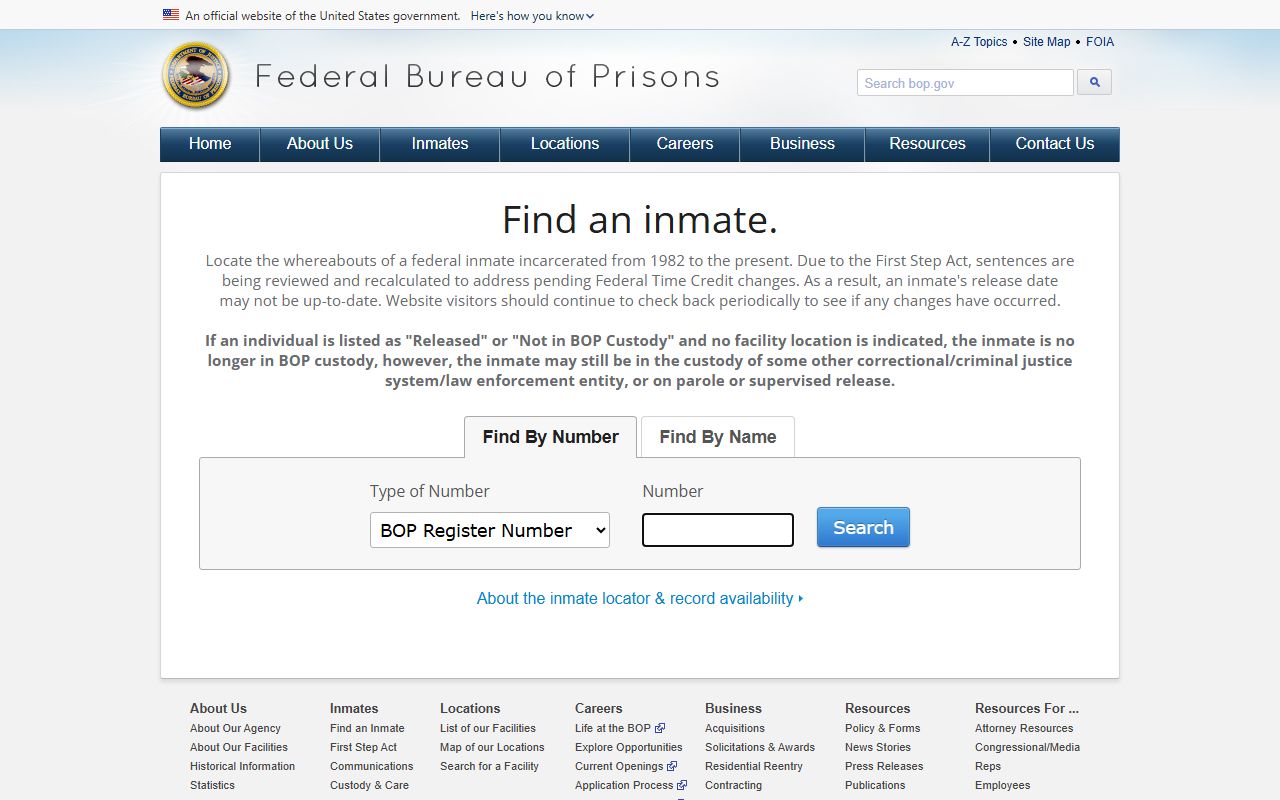 Marshall County inmate records federal Bureau of Prisons locator