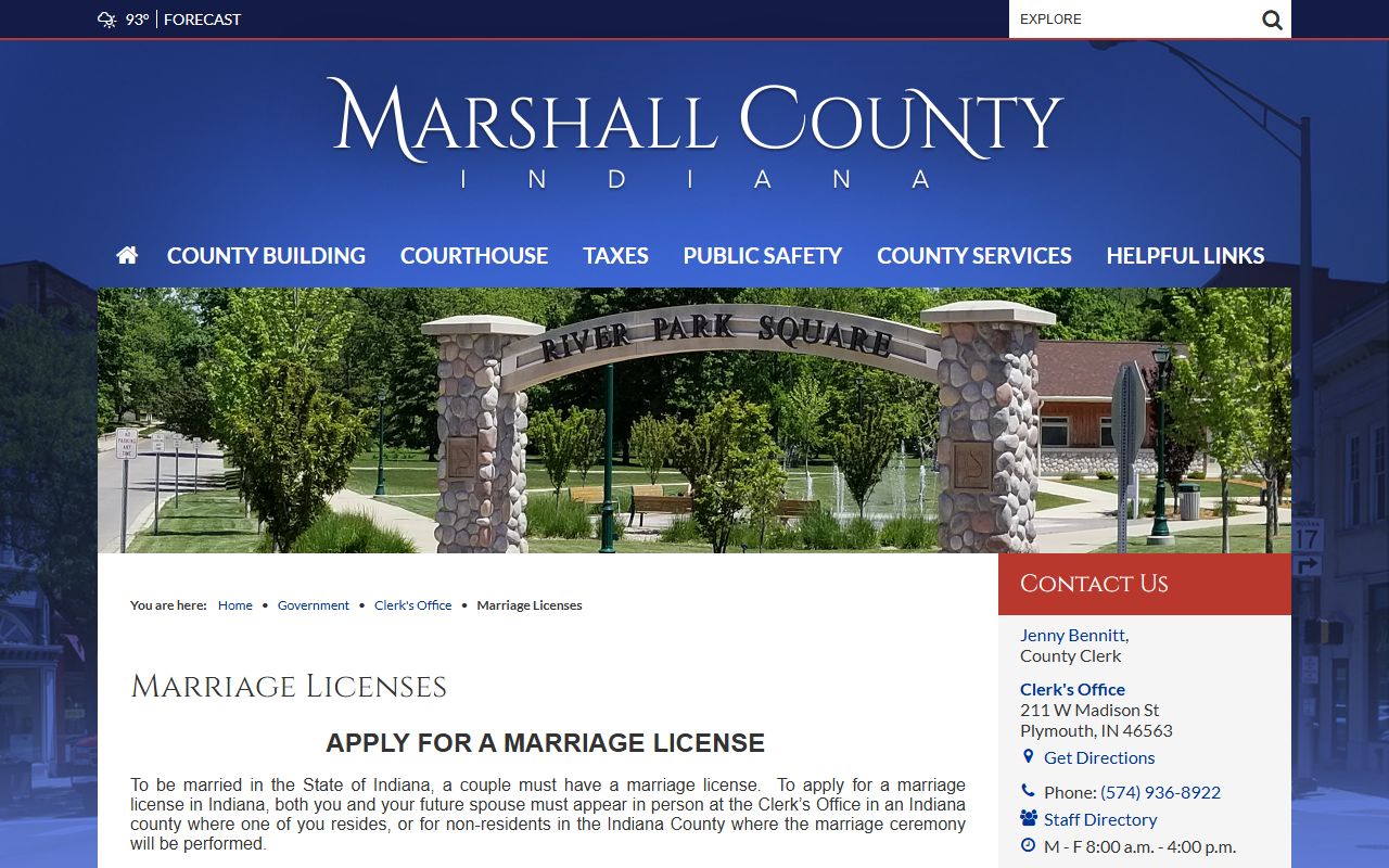Marshall County marriage records marriage license page