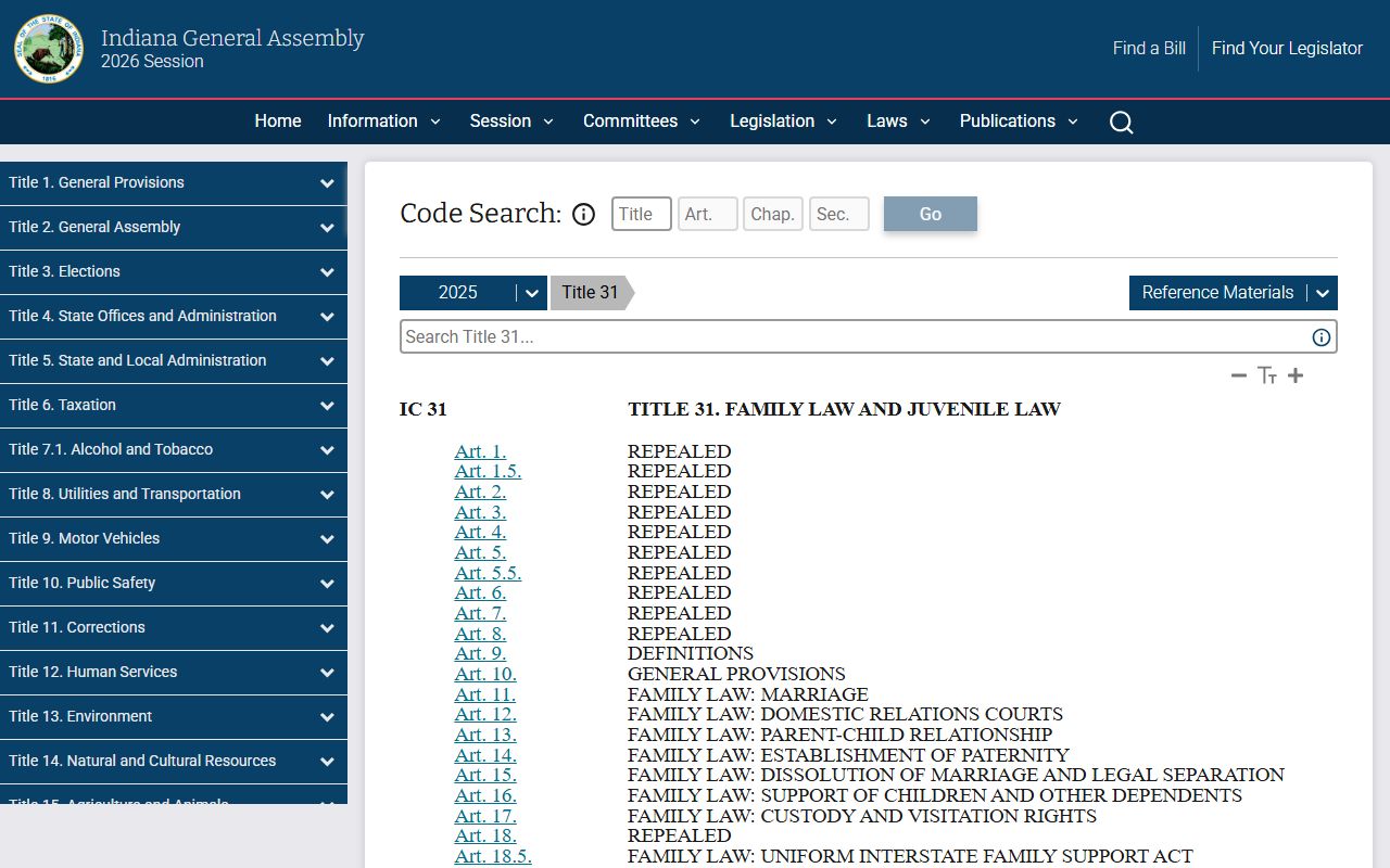 Marshall County divorce records Indiana Title 31 family law source