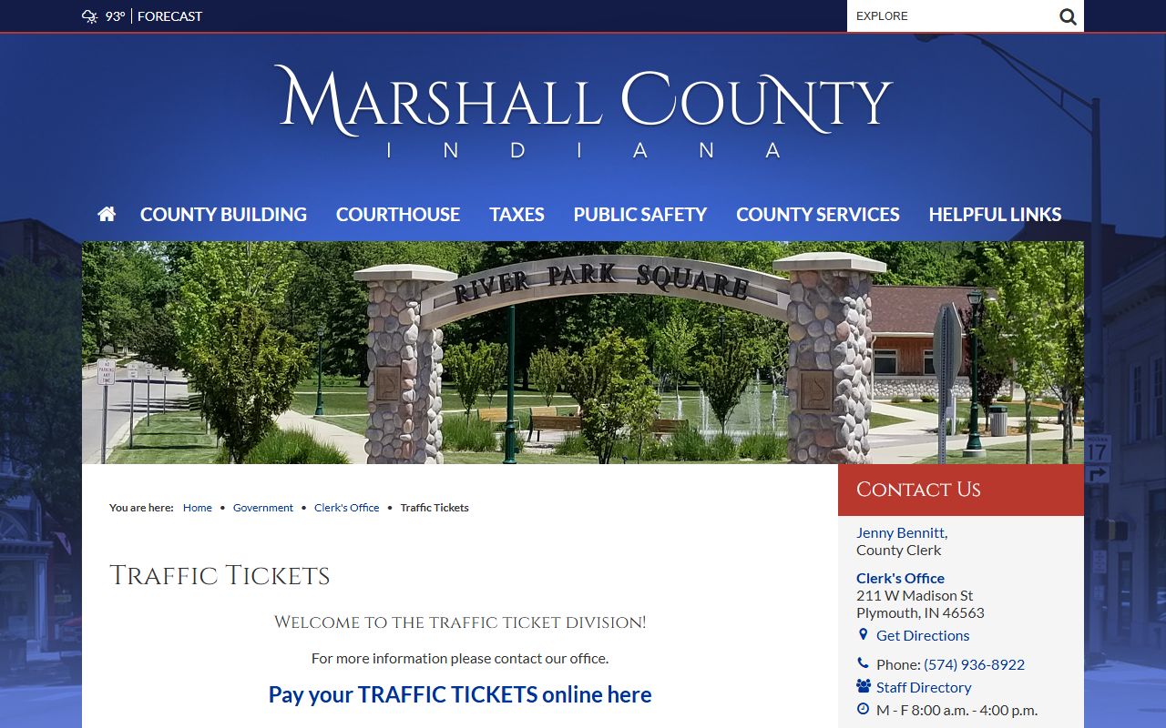 Marshall County traffic court records traffic tickets page