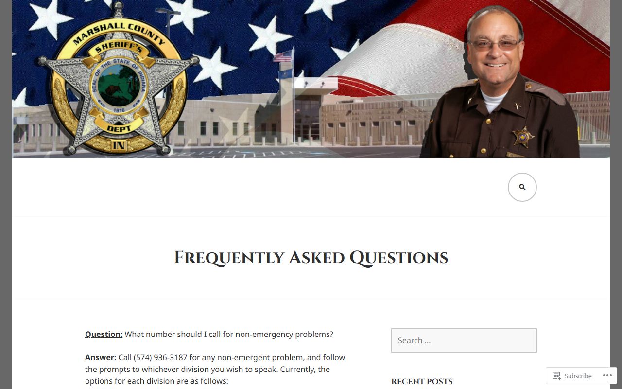 Marshall County warrant records sheriff FAQ phone channels